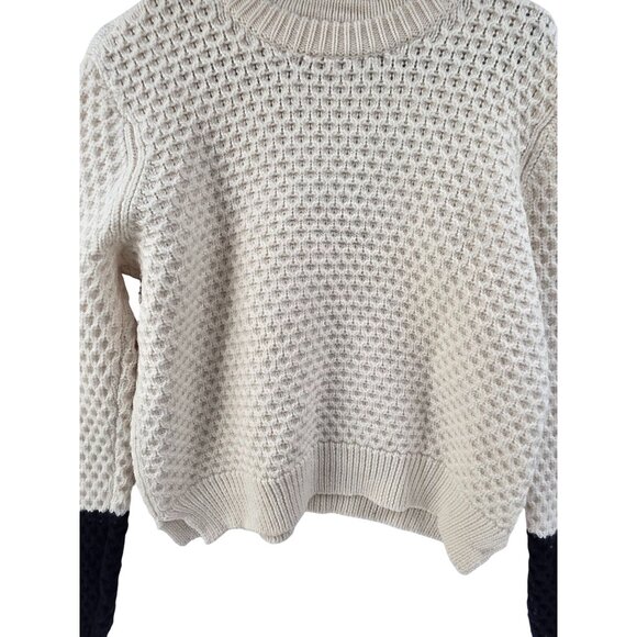 Tory Burch Womens Ivory Merino Wool Colorblock Crewneck Sweater Top M Classic - Picture 2 of 6